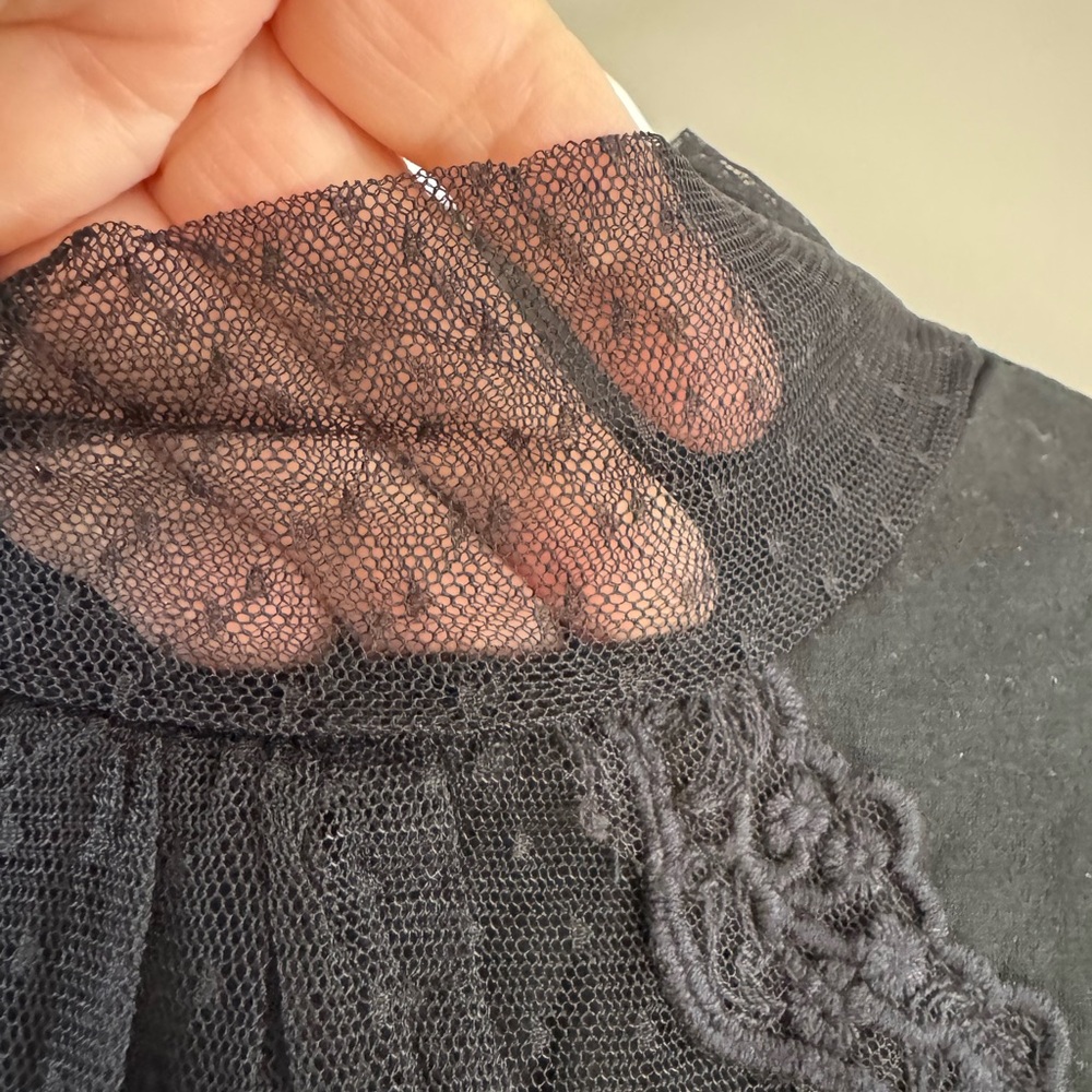 NEW NWT - Elegant Black swiss dot lace sheer Top - Size L